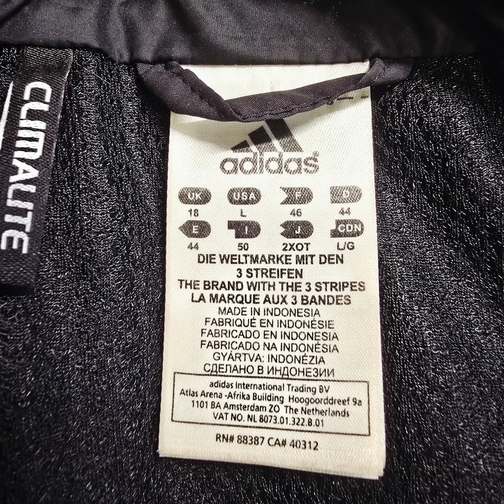 Adidas Climalite Full Zip Short Sleeve Black Runners Jacket - Sz Lg